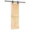 vidaXL Slīdo&scaron;ās durvis Dabiska un melna 70 x 210 cm Cieta priedes koks