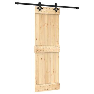 vidaXL Slīdo&scaron;ās durvis Dabiska un melna 70 x 210 cm Cieta priedes koks