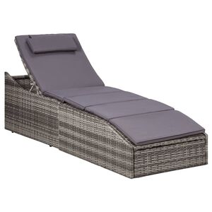 vidaXL sauļo&scaron;anās gulta ar matraci, pelēka, PE pinums