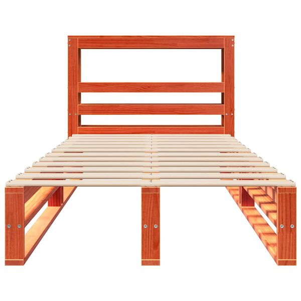 vidaXL gulta bez matrača, vaska brūnas, 90x190 cm, priedes masīvkoks