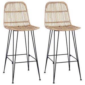 vidaXL Bāra krēsls 2 pcs Dabiska 44 x 55 x 109 cm Rattan un Tērauds