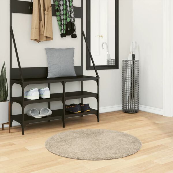 vidaXL paklājs ISTAN, gara spalva, spīdīgi bēšs, Ø 80 cm