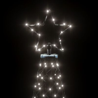 vidaXL Ziemassvētku egle ar pīķi, 200 vēsi baltas LED, 180 cm