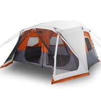 vidaXL kempinga telts ar LED, 10 personām, gaiši pelēka un oranža