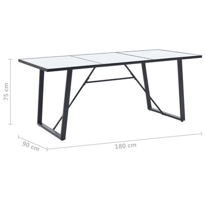 vidaXL virtuves galds, balts, 180x90x75 cm, rūdīts stikls