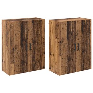 vidaXL Sienā piestiprināms skapis 2 gab. Vecs koks 69,5 x 34 x 90 cm