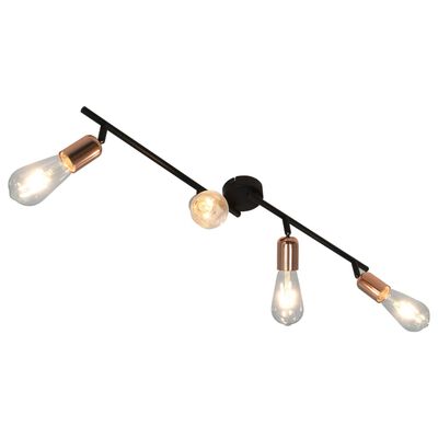 vidaXL lampa ar 4 kvēlspuldzēm, 2 W, melna un vara krāsa, 60 cm, E27