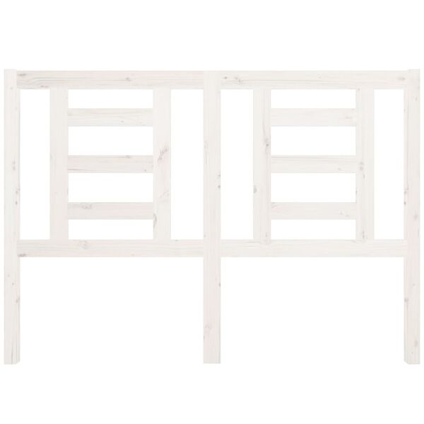 vidaXL gultas galvgalis, balts, 141x4x100 cm, priedes masīvkoks