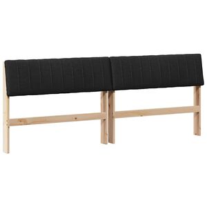 vidaXL Mīkstināts gultas galvgalis Melna 200 cm Ciets priedes koks