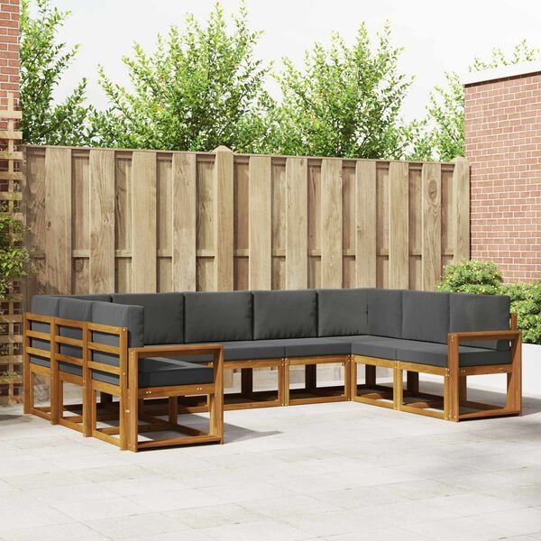 vidaXL Āra dīvānu komplekts ar spilvenu 9 pcs Dabisks un antracīts