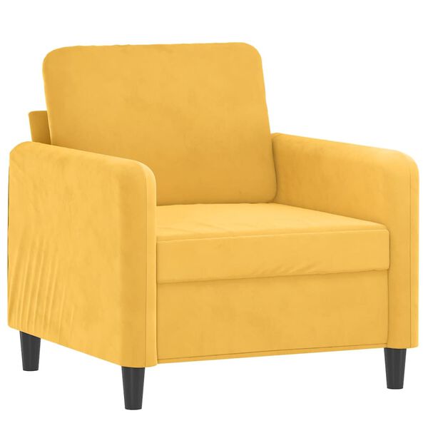 vidaXL četrdaļīgs dīvānu komplekts ar spilveniem, dzeltens samts