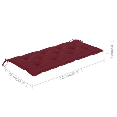 vidaXL sols ar vīnsarkanu matraci, 120 cm, masīvs tīkkoks