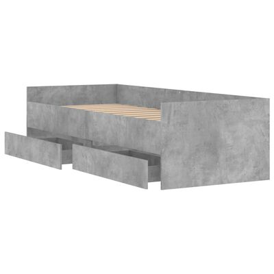 vidaXL gultas rāmis ar atvilktnēm, betona pelēks, 90x190 cm