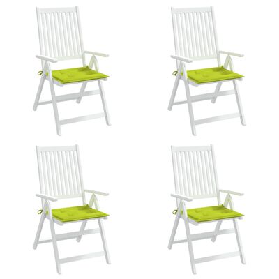 vidaXL dārza krēslu spilveni, 4 gab., spilgti zaļi, 50x50x3 cm, audums