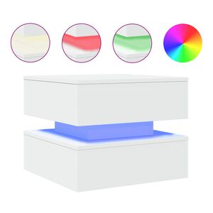 vidaXL kafijas galdiņ&scaron; ar LED, balts, 50x50x40 cm