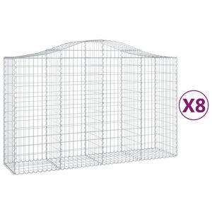 vidaXL arkveida gabiona grozi, 8 gb., 200x50x120/140cm, cinkota dzelzs