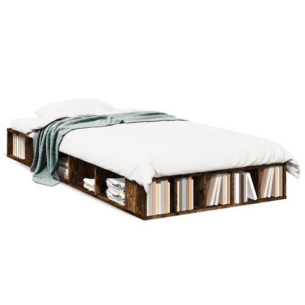 vidaXL gultas rāmis, ozolkoka krāsā, 90x200 cm, inženierijas koks