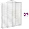 vidaXL arkveida gabiona grozi, 7 gb., 200x30x220/240cm, cinkota dzelzs