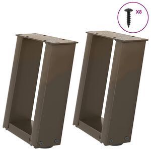 vidaXL kafijas galdiņa kājas, 2 gab., U-veida, dabīgs tērauds, 30x(30-31) cm