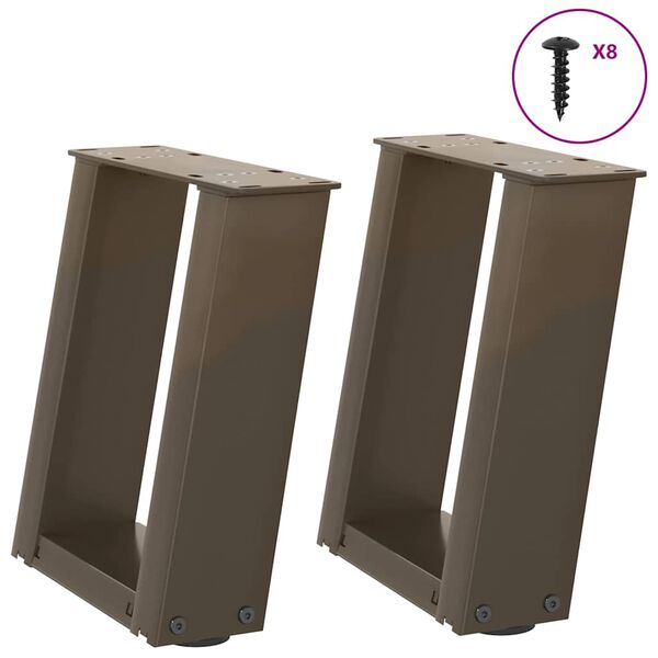 vidaXL kafijas galdiņa kājas, 2 gab., U-veida, dabīgs tērauds, 30x(30-31) cm