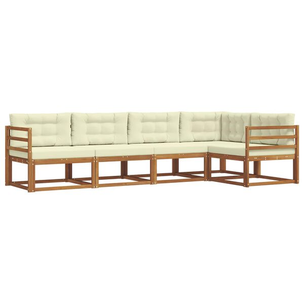 vidaXL Āra dīvānu komplekts ar spilvenu 5 pcs Dabisks un krējuma