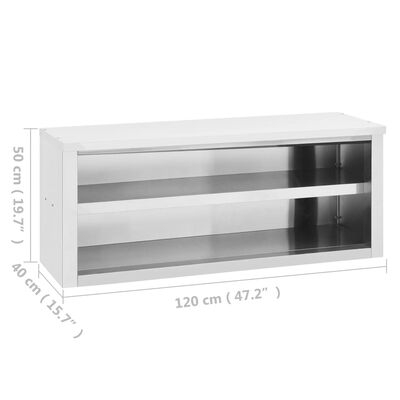 vidaXL virtuves sienas skapītis, 120x40x50 cm, nerūsējošs tērauds