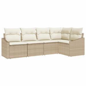 vidaXL Dārza dīvānu komplekts 5 pcs Beige un balts poliratāns