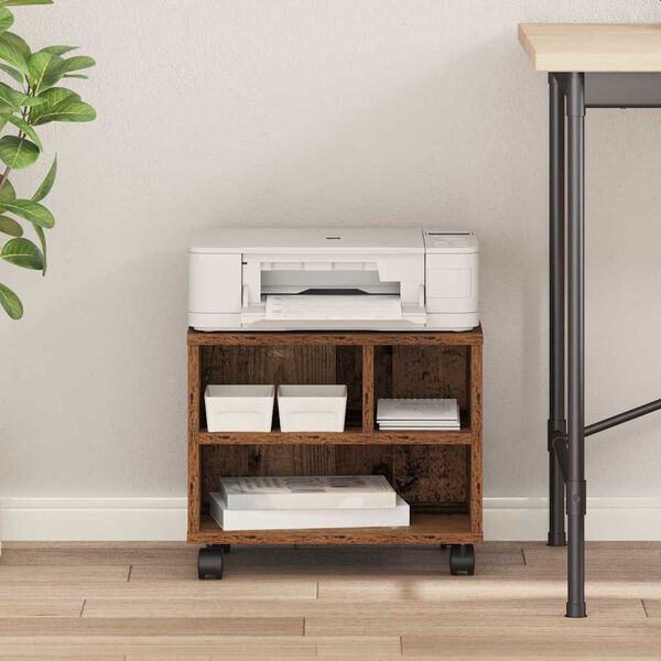 vidaXL Printera statīvs Vecs koks 41 x 32 x 33.5 cm Inženierijas koks