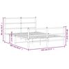 vidaXL gultas rāmis ar galvgali un kājgali, balts metāls, 140x200 cm