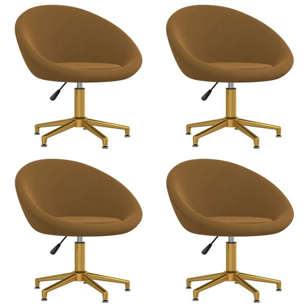 vidaXL virtuves krēsli, 4 gab., brūns samts