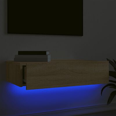vidaXL TV skapītis ar LED apgaismojumu, ozolkoka krāsa, 60x35x15,5 cm