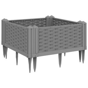 vidaXL dārza puķu kaste ar mietiņiem gai&scaron;i pelēka 42,5x42,5x28,5 cm PP