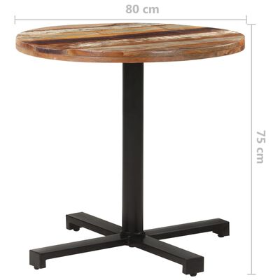 vidaXL bistro galds, apaļš, Ø80x75 cm, pārstrādāts masīvkoks