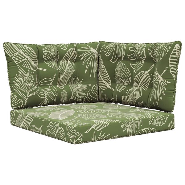 vidaXL Āra dīvāna spilvens 3 pcs Lapu dizains Poliesters