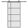 vidaXL bīdāmās durvis ar furnitūru komplektu, melnas, 102,5x205 cm, ESG stikls