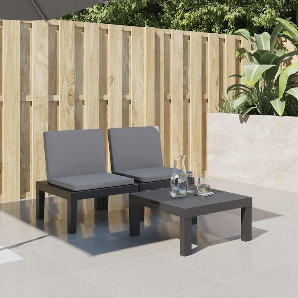 vidaXL sauļo&scaron;anās zvilnis ar matraci, antracītpelēks, PP