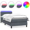 vidaXL atsperu gulta ar matraci, LED, tum&scaron;i pelēka samts, 100x220 cm