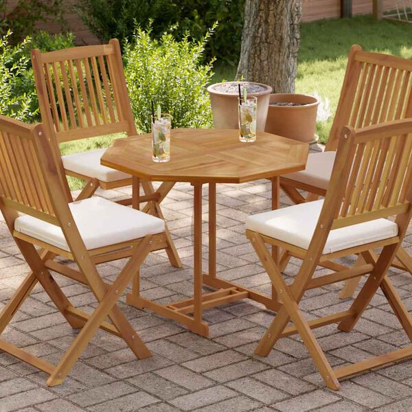 vidaXL galda virsma, 80x80x2,5 cm, masīvs tīkkoks, astoņstūra forma