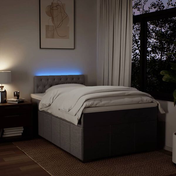 vidaXL atsperu gulta ar matraci, pelēkbrūns audums, 120x190 cm