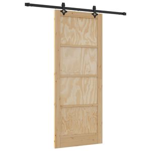 vidaXL Slīdo&scaron;ās durvis Dabiska un melna 86 x 211 cm Priedes masīvkoks