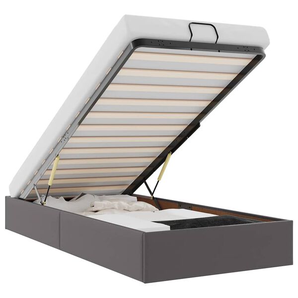 vidaXL Osmaņu gultas rāmis bez matrača pelēks 90x190 cm mākslīgā āda