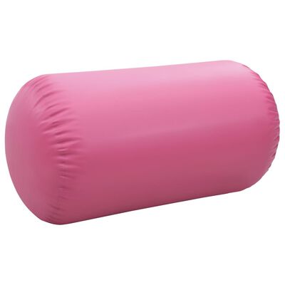 vidaXL piepūšams vingrošanas rullis ar pumpi, 120x90 cm, rozā PVC