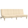 vidaXL 2-vietīga dīvāngulta ar soliņu, krēmkrāsas audums