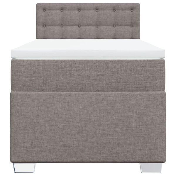 vidaXL atsperu gultas rāmis ar matraci, pelēkbrūns, 90x200 cm, audums