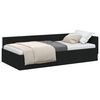 vidaXL Stūra gultas rāmis ar galvas klāju Melns 90 cm x 200 cm audums
