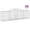 vidaXL arkveida gabiona grozi, 9 gb., 300x50x80/100cm, cinkota dzelzs