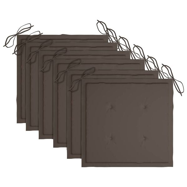 vidaXL saliekami āra krēsli ar matračiem, 6 gab., akācijas masīvkoks