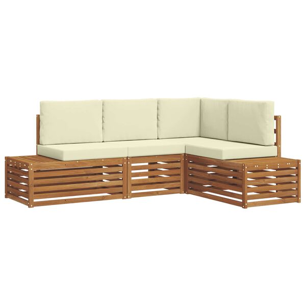 vidaXL Āra dīvānu komplekts ar spilvenu 4 Gabals Dabisks un krējuma