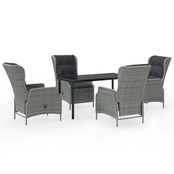 vidaXL 5-daļīgs dārza mēbeļu komplekts, gai&scaron;i pelēks