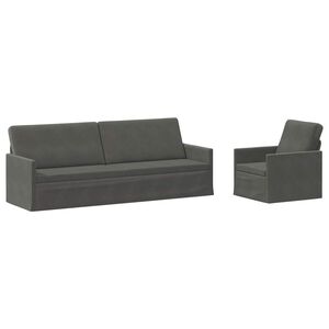 vidaXL Dīvānu komplekts 2 pcs Tum&scaron;i pelēka Korduroja audums